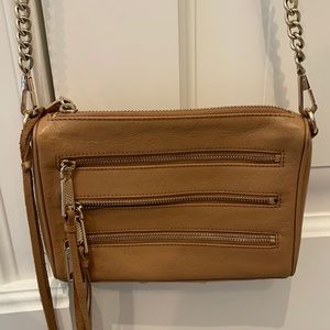 REBECCA MINKOFF tan crossbody bag.